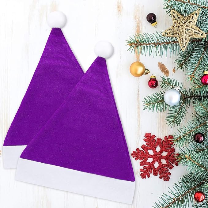 SATINIOR 12 Pieces Santa Hats Christmas Non Woven Fabric Hat - Image 5
