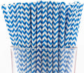 Pack of 150 Sky Blue Chevron Biodegradable 4-Ply Paper Drinking Straws by Stephanie+Imports