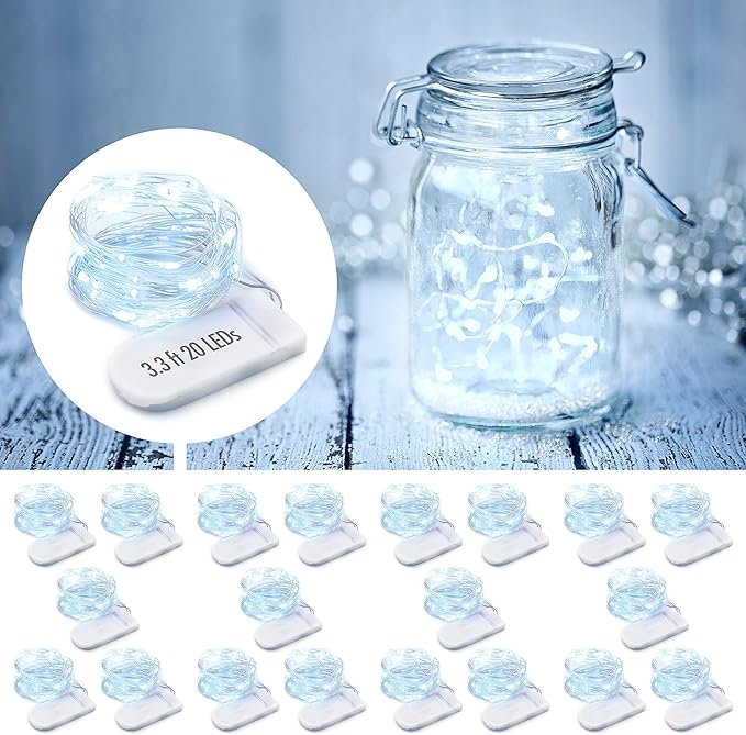 MUMUXI 20 Pack 3.3ft Fairy Lights Battery Operated String Lights, Mini White by MUMUXI