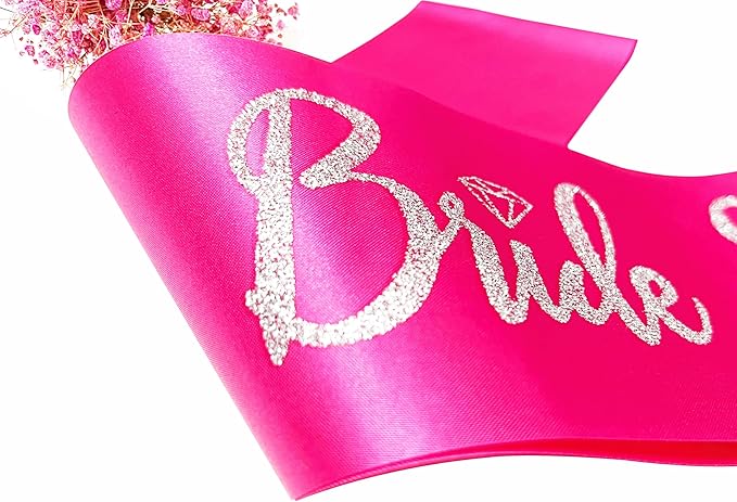 Bride Squad Sashes, 6 Pack Silver Glitter Bachelorette Party Sash - Image 4