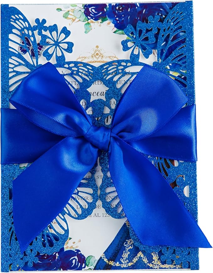 20 PCS 5.12x7.2 Butterfly Quinceanera Invitation, Laser Cut Wedding Invitation - Image 2