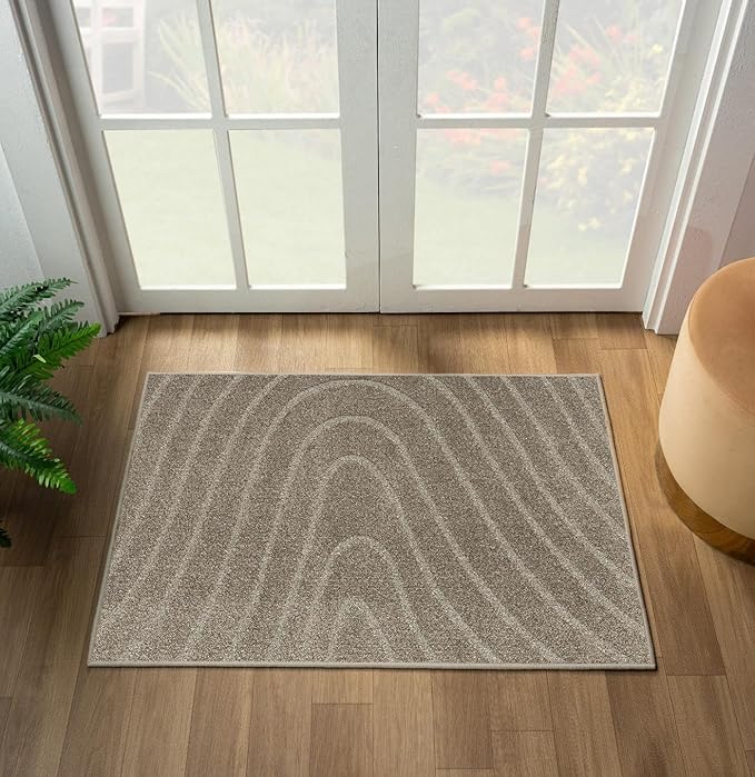 LUXE WEAVERS Modern Geometric Wave Taupe 2x3 Area Rug - Image 3