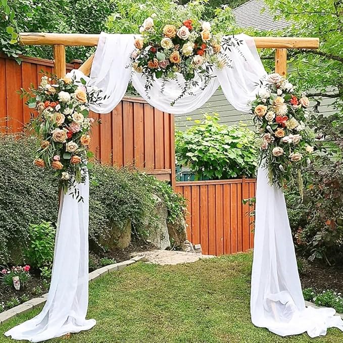 White Wedding Arch Draping Fabric 2 Panels 29" x 20 FT White Drapes by DeZerlor