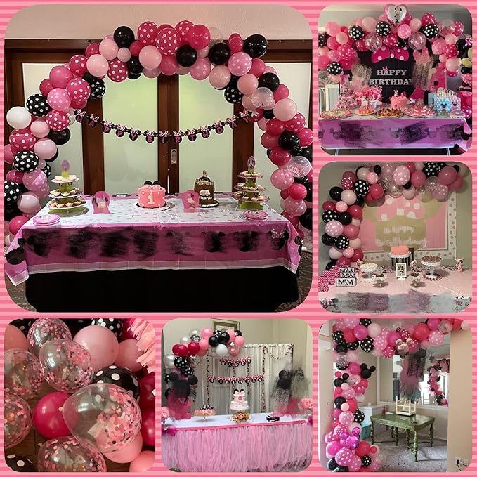 Balloons Black and Pink, Rose Red Pink Party Balloons Decoration - Image 8