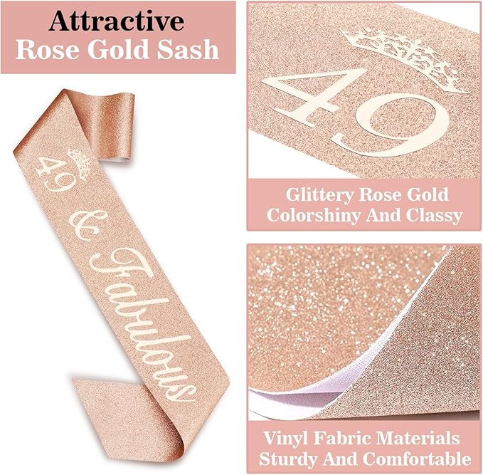 49 Birthday Decorations for Women Including Birthday Sash and Tiara, Cake - Image 4