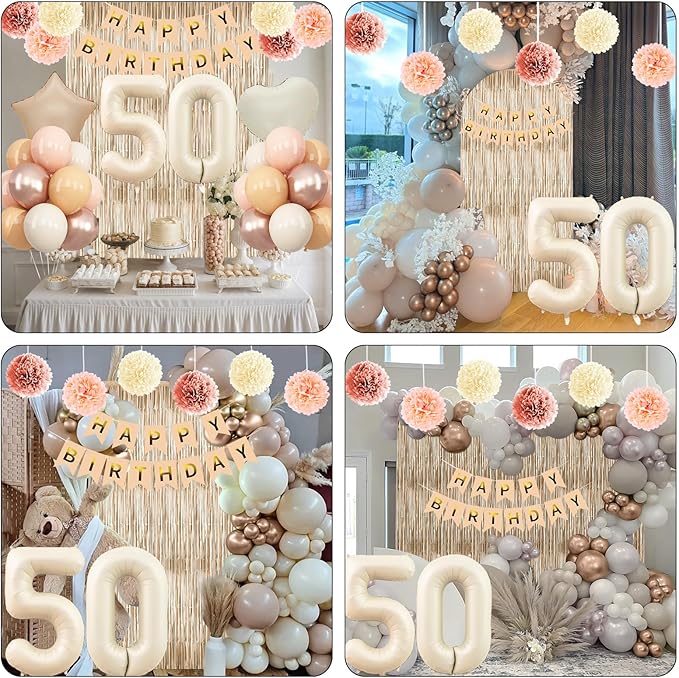 Beige 50th Birthday Decorations - Image 7