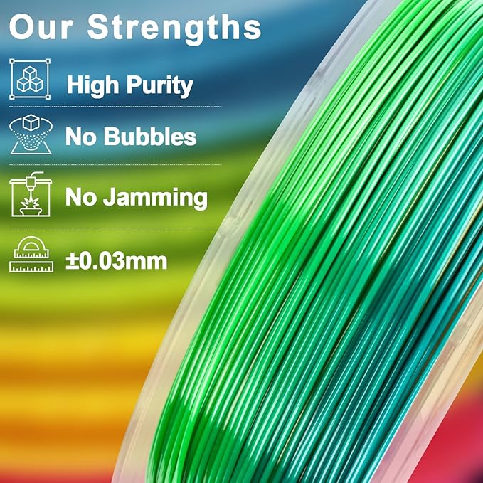 AMOLEN PETG 3D Printer Filament 1.75mm Gradient Rainbow PETG Multicolor Rainbow - Image 5
