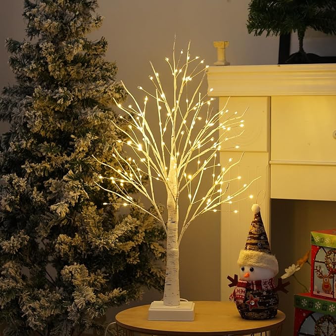 144 LED Artificial Lamp with Timer, DIY Birch Tree With Lights, USB/Battery - Image 5