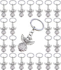 PHAETON 50PCS Silver Tone Guardian Angel Charm Keychain Key Ring by PHAETON