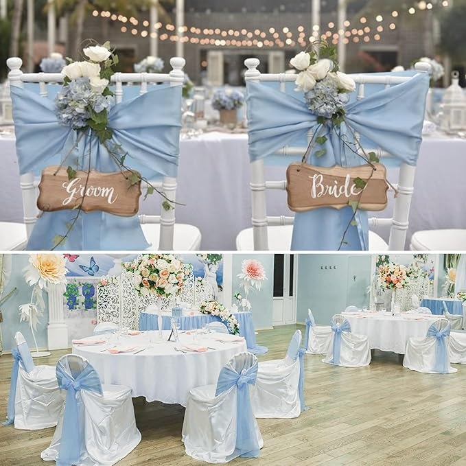 100 PCS Satin Chair Sashes Decorative Bow Chair Sashes Ties Back Ribbon Bows - Image 3
