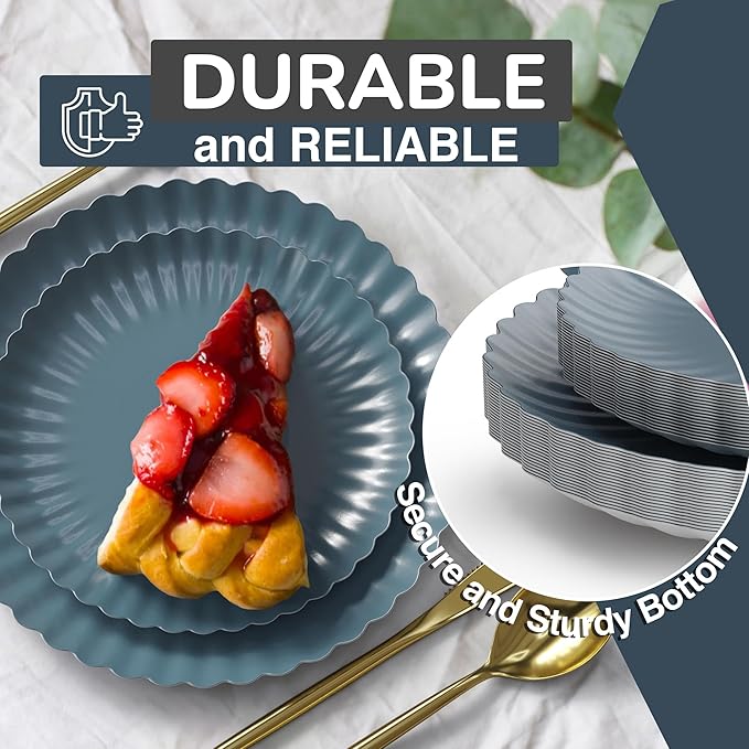 Trendables Scalloped Paper Plates 8.5 Inch & 10.5 Inch 40 Pcs Dinner Plate Set - Image 2