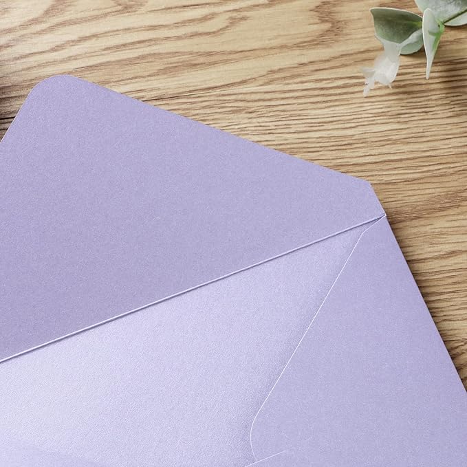 PONATIA 50 PCS/Pack Sparkle Lilac A7 Envelopes, 5.25 x 7.48'' Light Purple 5 x - Image 7
