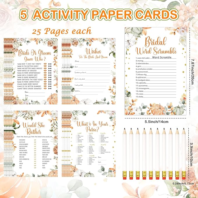 Teling 145 Pieces Bridal Shower Game Bridal Shower Favors Set Wedding Games - Image 4