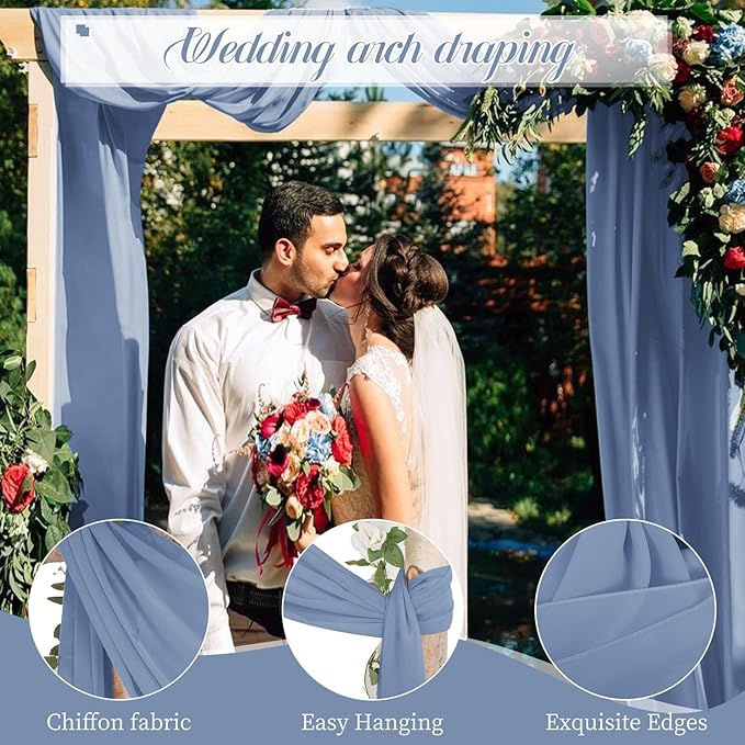 Dusty Blue Sheer Chiffon Wedding Arch Draping Fabric, Polyester Chiffon - Image 2