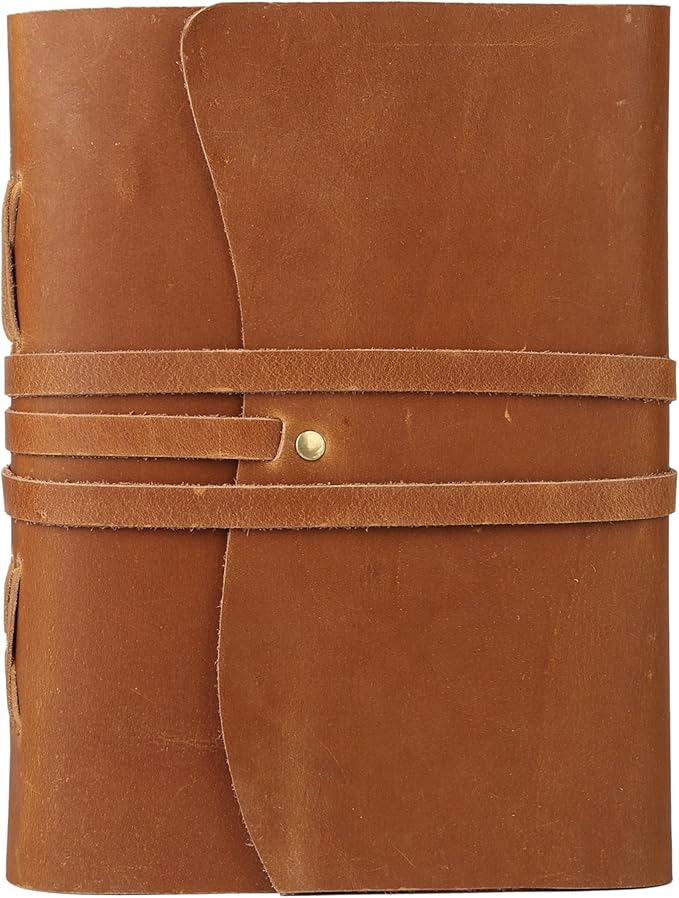KomalC Tan Handmade Leather Journal | 8x6 Inch Vintage Writing Notebook Unlined by KomalC