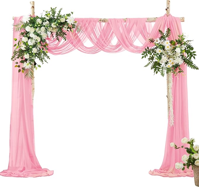 VACVELT Wedding Arch Draping Fabric Blush Pink Chiffon, 1 Panel Sheer Drapes 30 by VACVELT