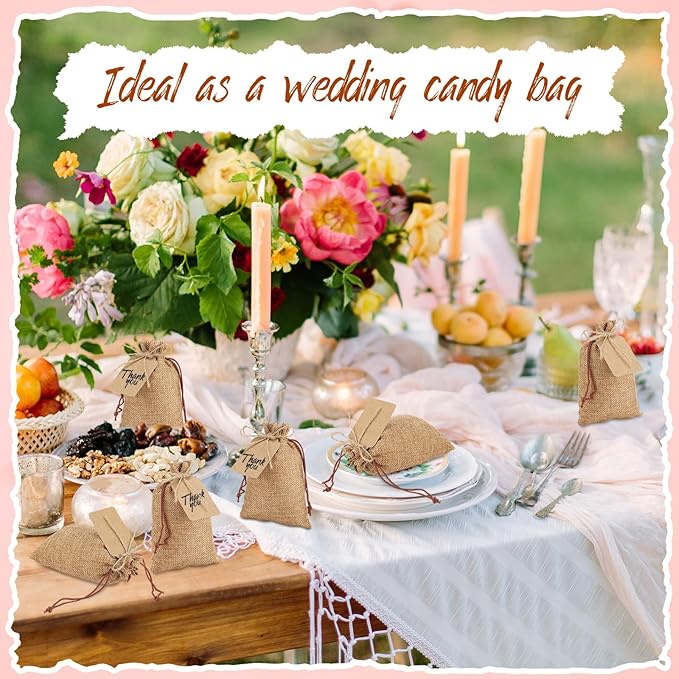 Woanger 100 Pcs Burlap Gift Bags - Image 5