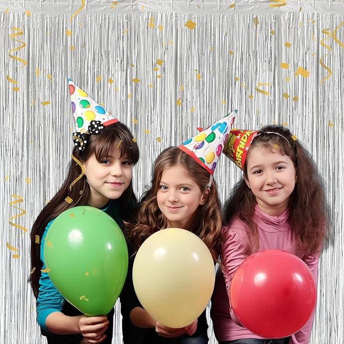 Silver Foil Fringe Curtain 3.3×8.3FT 2 Packs, Metallic Tinsel Curtains Party - Image 5