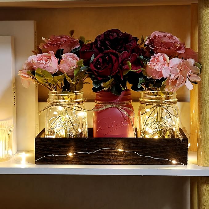 Mason Jar Lights Centerpiece for Table, Mason Jar Centerpiece Decor for Dining - Image 5