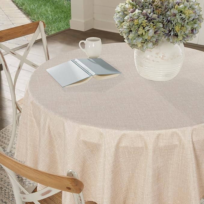 Fitable Faux Linen Round Tablecloths 60 Inches - Image 2