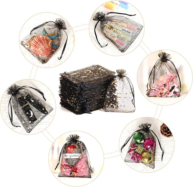 100PCS Moon Star Organza Bags - Image 2