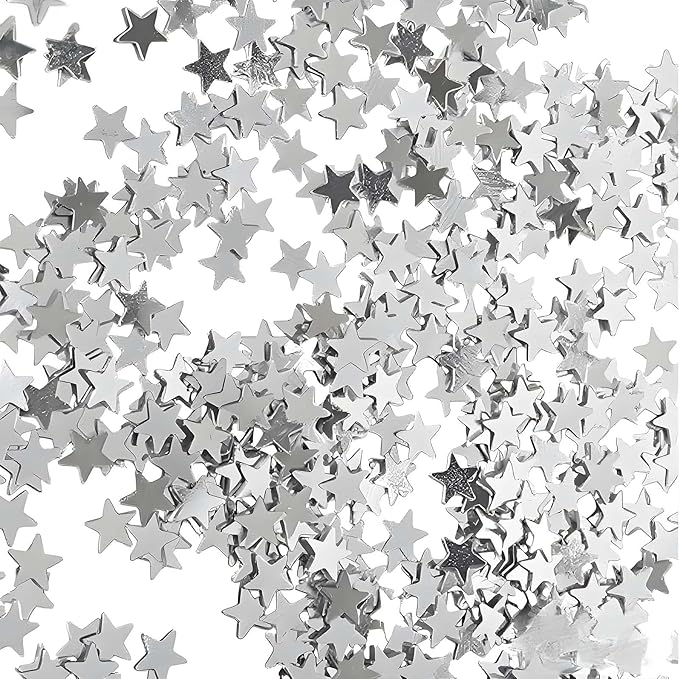 Silver Star Confetti - 60g Metallic Shine Stars Table Confetti by Xiksxitn