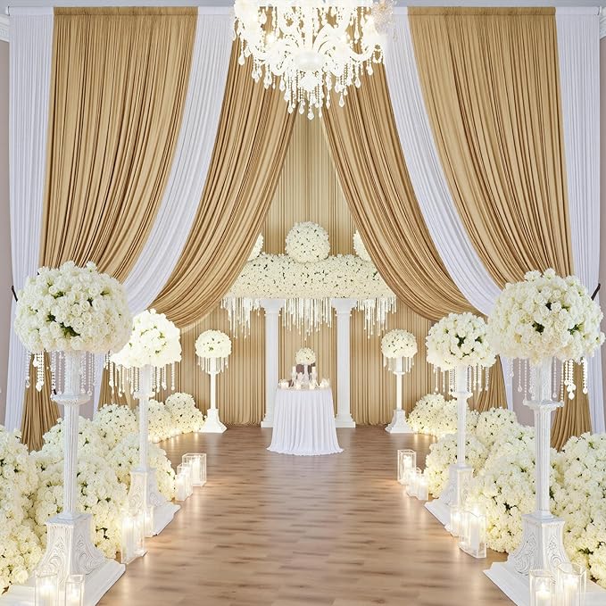 20ft x 15ft Beige Wrinkle Free Backdrop Curtains - Image 8