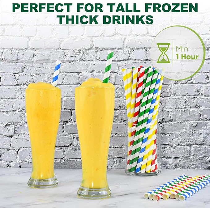 10.25 Inch Extra Long Fat Sturdy Paper Drinking Straws - Image 3