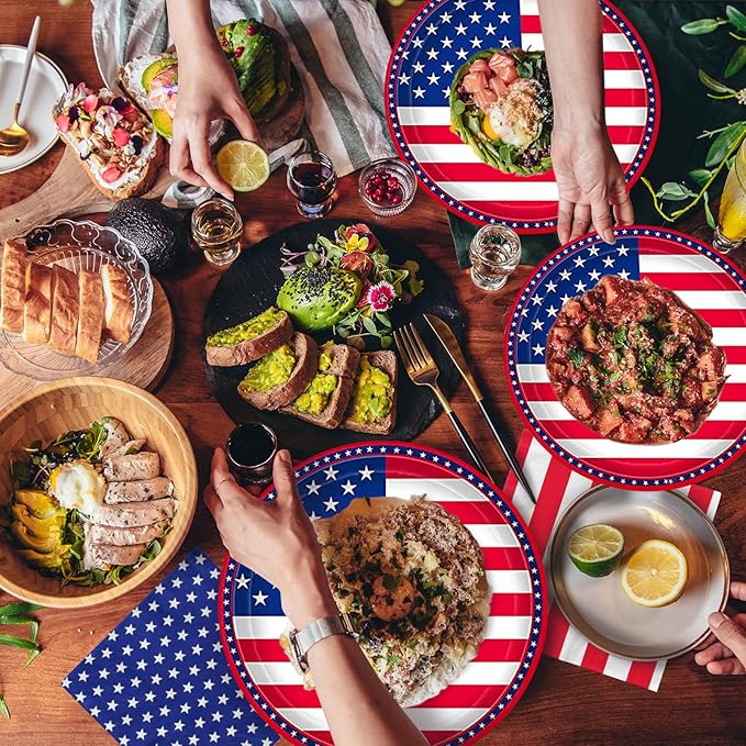 Gatherfun American Flag Patriotic Party Supplies Disposable Napkins and Paper - Image 4