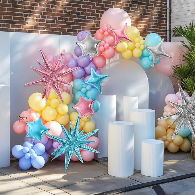 Pink Blue Silver Star Balloon - Image 4
