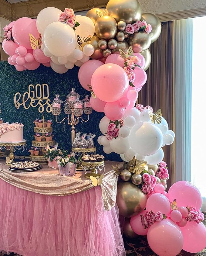 Pink and Gold Balloons Garland Kit, Wedding Decorations - Image 6