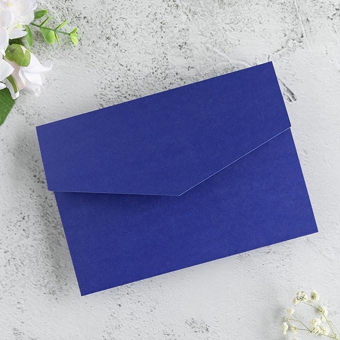 20 PCS Royal Blue Tri-fold Laser Cut Wedding Invitation Pockets - Image 8