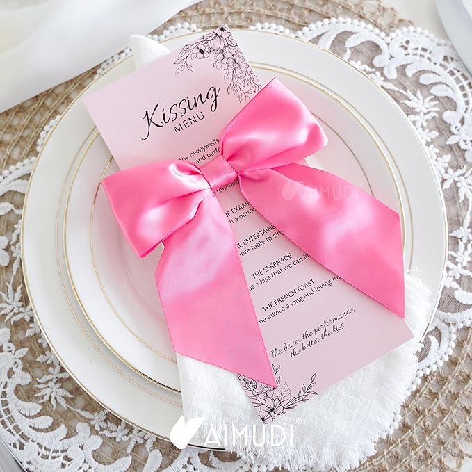 AIMUDI Hot Pink Satin Bows 5.5" Bows - Image 5