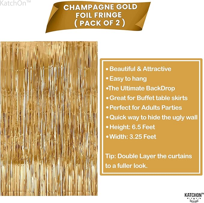 Katchon, Champagne Gold Backdrop Curtain - Image 3