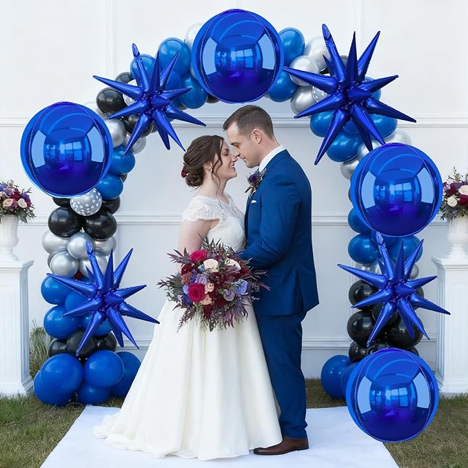 6Pcs Navy Blue Foil Balloons, 22Inch Royal Blue 4D Round Ball Balloon and - Image 5