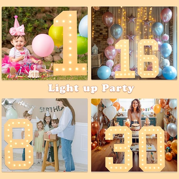 LOBOOM 4FT Light Up Numbers, Marquee Numbers 4 Feet Tall Giant Number 30 Mosaic - Image 8