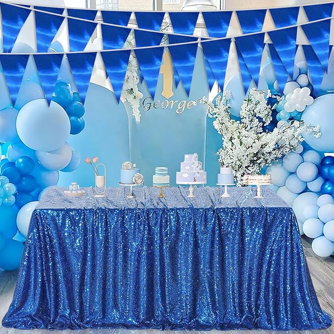 20M/65FT Blue Triangle Pennant Banner Flag Metallic Fabric Bunting Garland - Image 4