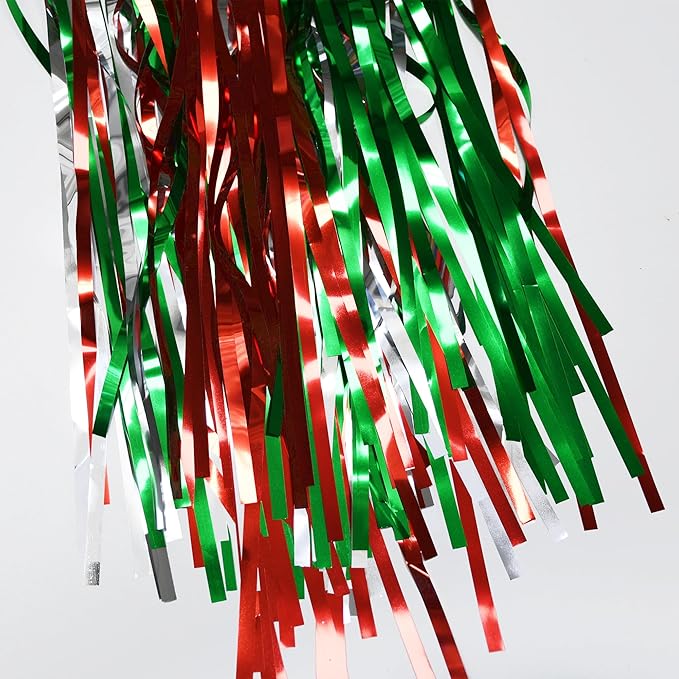BRAVESHINE 2 Pack Fringe Backdrop Red Silver Green Christmas Party Decorations - Image 8
