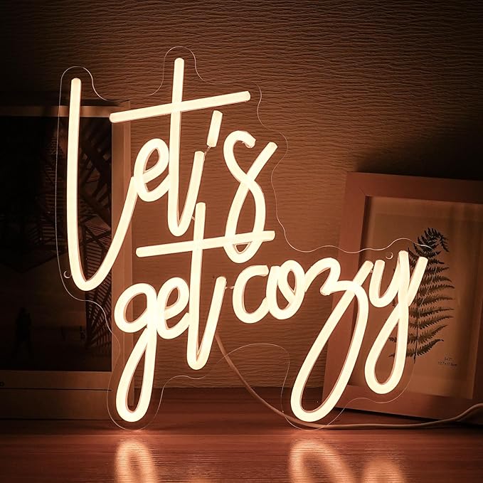 Let's Get Cozy Neon Signs, Wall Decor, Warm White Led Signs Usb Powered - Image 7