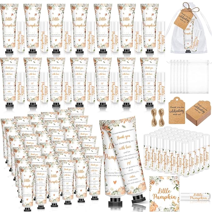 50 Sets 200 Pcs Baby Shower Hand Lotion and Lip Balm Gift Theme Baby Shower by Dimsile