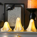 Ceramic Ghost Decor, Battery Powered White Mini Ghost Figurines by AOMOONOA