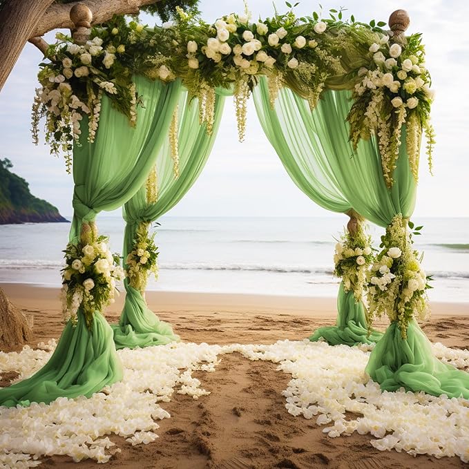 Wokceer Wedding Arch Draping Fabric 2 Panels 28.7" x 20FT Sage Green Drapes - Image 7