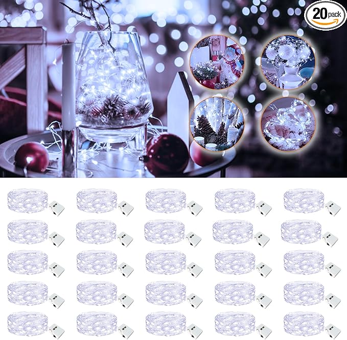 20 Pack Fairy Lights Battery Operated - 7ft 20 Led Twinkle Lights 3 Modes by Unknown