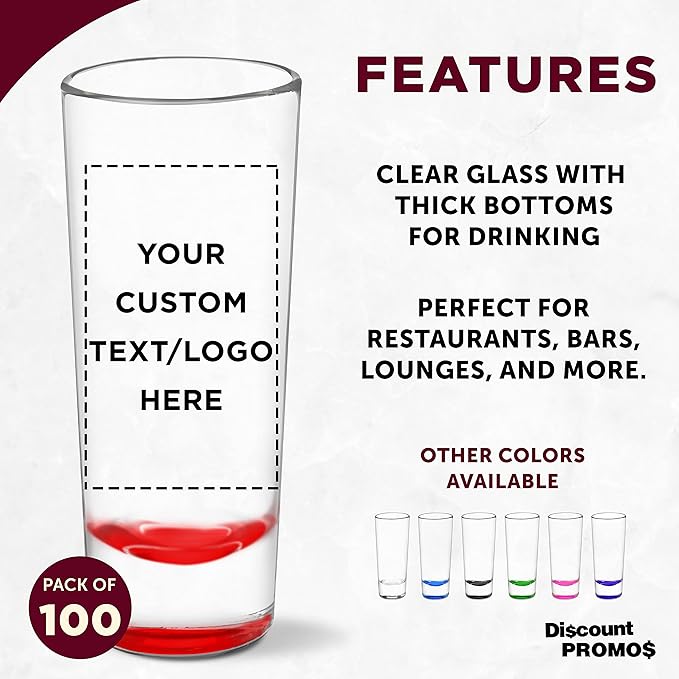 Custom Cordial Shooter Shot Glasses 2 oz. Set of 100, Personalized Bulk Pack - Image 2