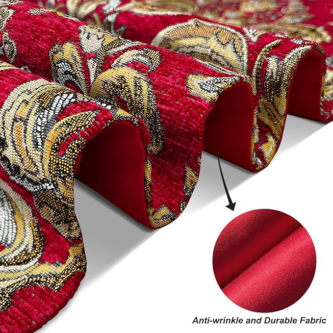 Jacquard Red Table Runner 120" Chenille Decorations - Image 6