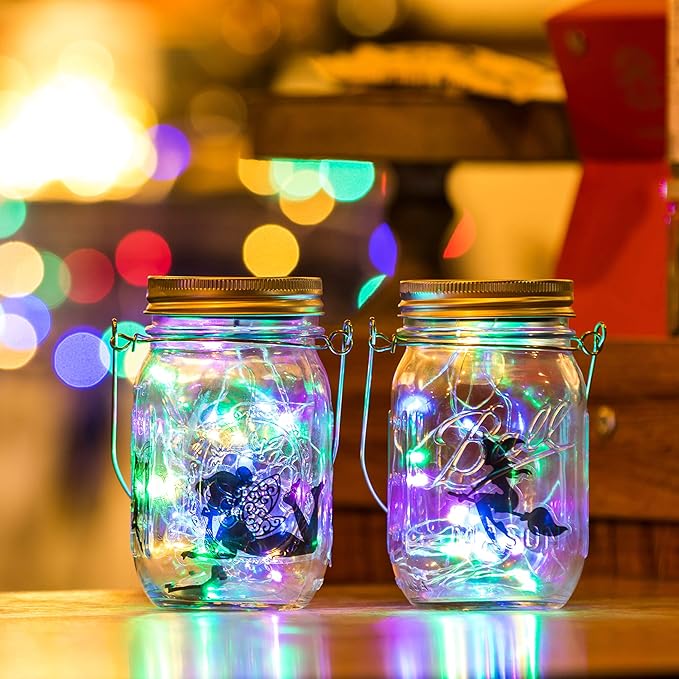 VOOKRY 6 Pack Solar Mason Jar Lights, 30 LED Mason Jar Lids Waterproof Firefly - Image 9