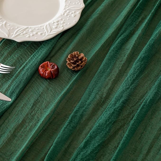 6pcs Emerald Green Cheesecloth Table Runner Gauze 120 Inch 10 FT Rustic Boho - Image 3