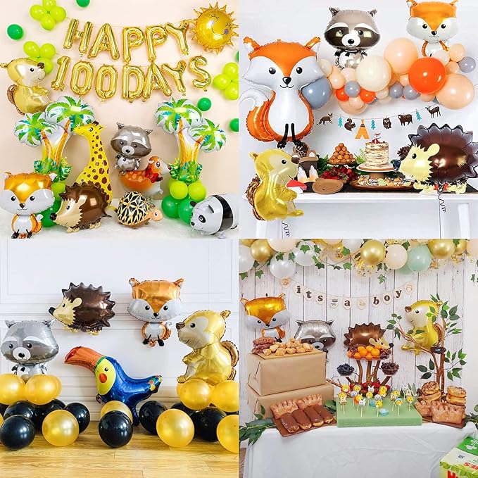 8 PCS Woodland Animal Balloons Forest Animals Foil Mylar Balloon - Image 4