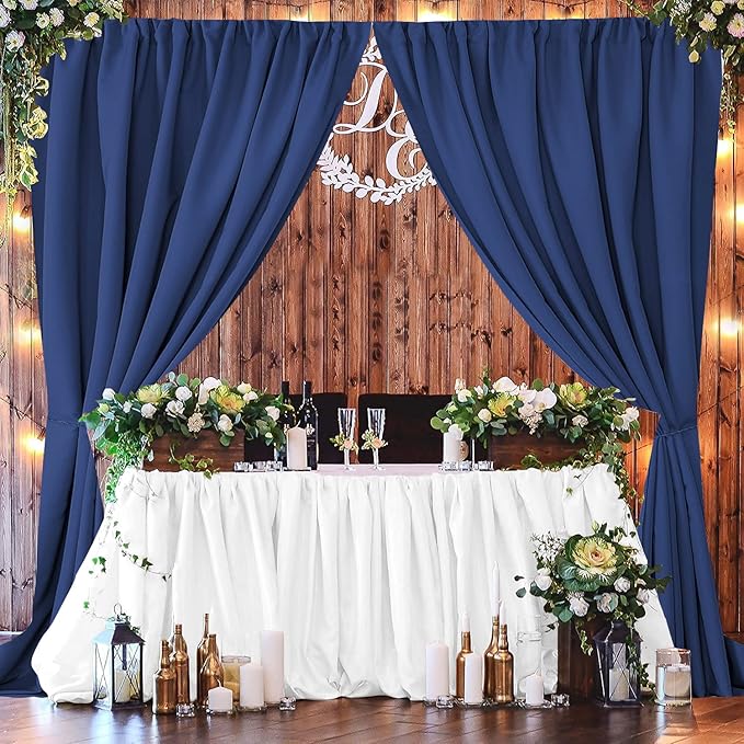 Joydeco Blue Backdrop Curtains for Wedding, Polyester Backdrop Drapes for Photo - Image 3