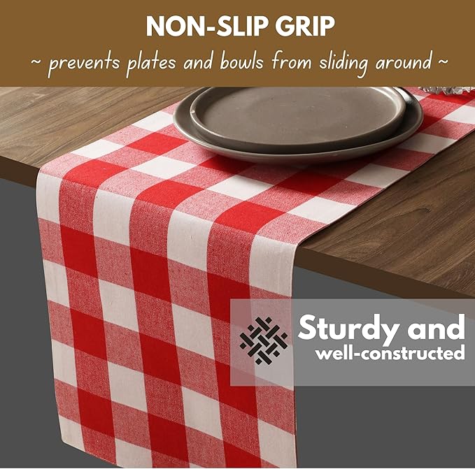 Native Fab Table Runner Buffalo Check Plaid 100% Cotton - Image 5